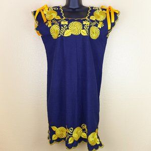 MaryCoco Textiles Navy Blue Classic Linen Dress